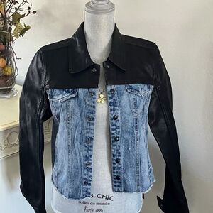 New withTag  Denim Leather Jacket